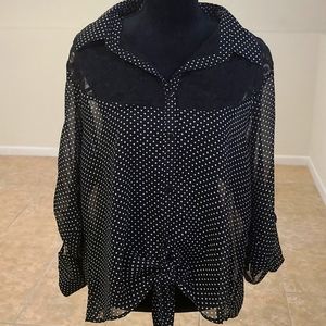 Polka dot and lace detail blouse